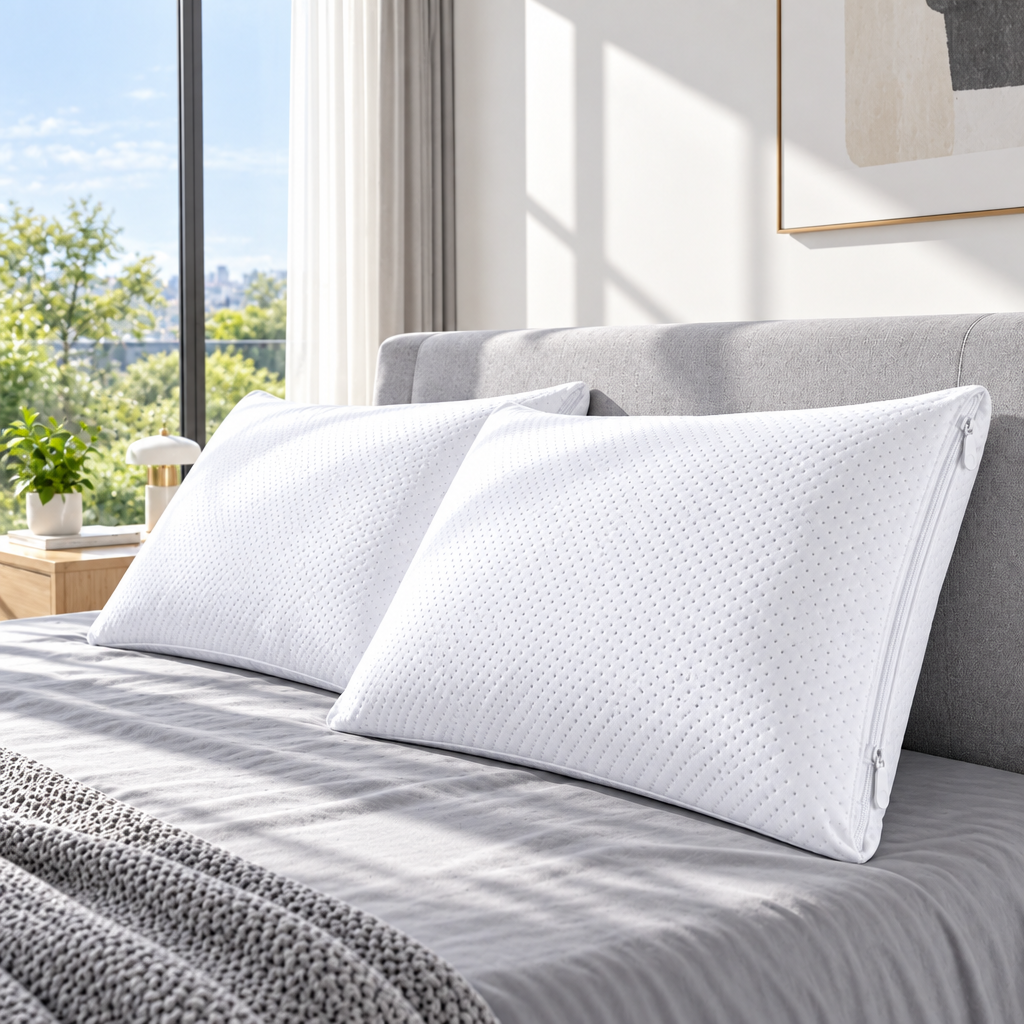 Breathable Waterproof Pillow Protector | 2-Pack, 100% Sweat-Proof, Quiet Zippered Cover