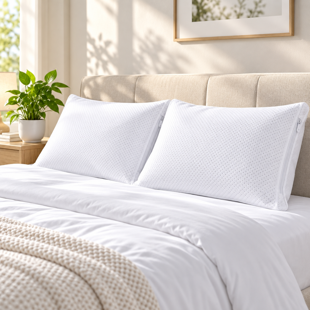 Breathable Waterproof Pillow Protector | 2-Pack, 100% Sweat-Proof, Quiet Zippered Cover