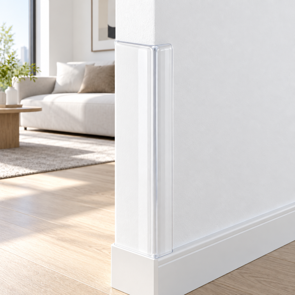 Clear Silicone Wall Corner Protector | Invisible Shock-Absorbing, Peel-and-Stick Edge Guard
