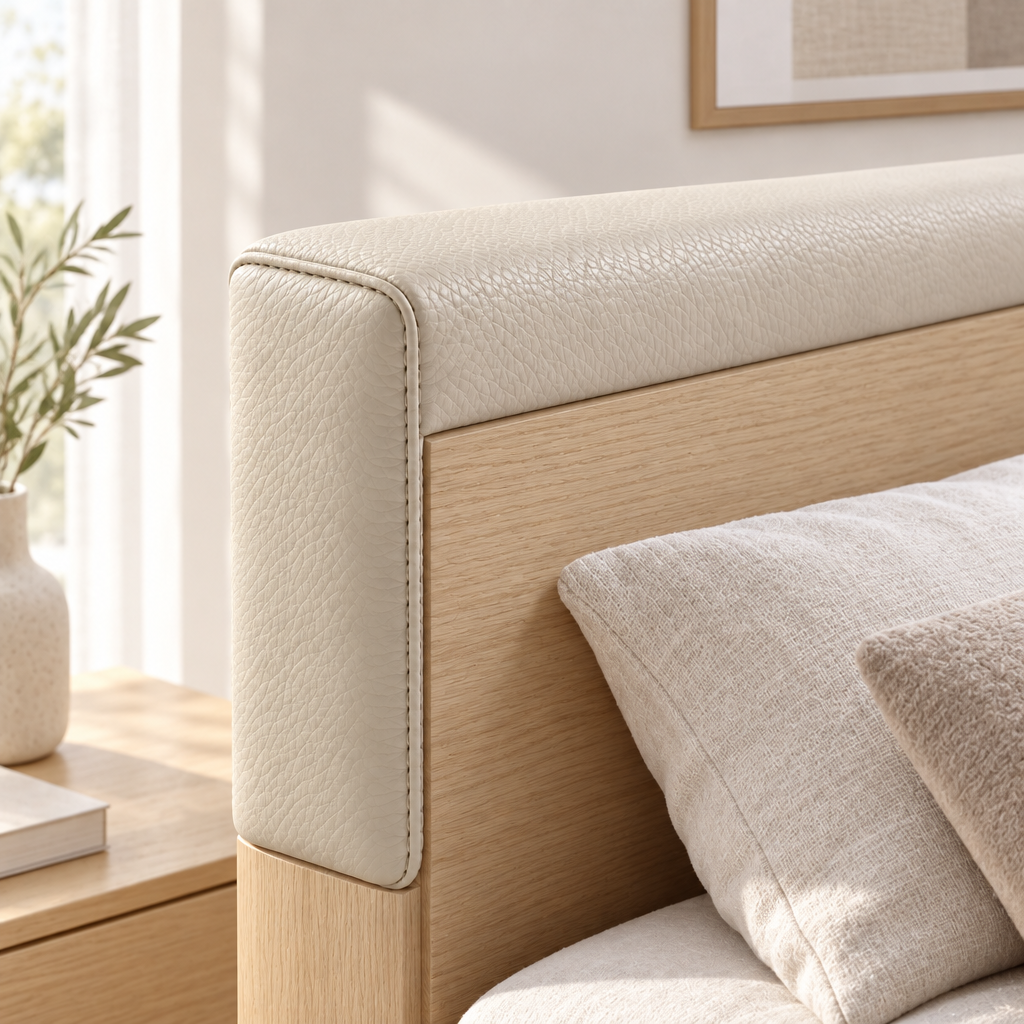 Luxury Padded Headboard Bumper | Leather-Texture Foam Cushion, Peel-and-Stick Edge Guard