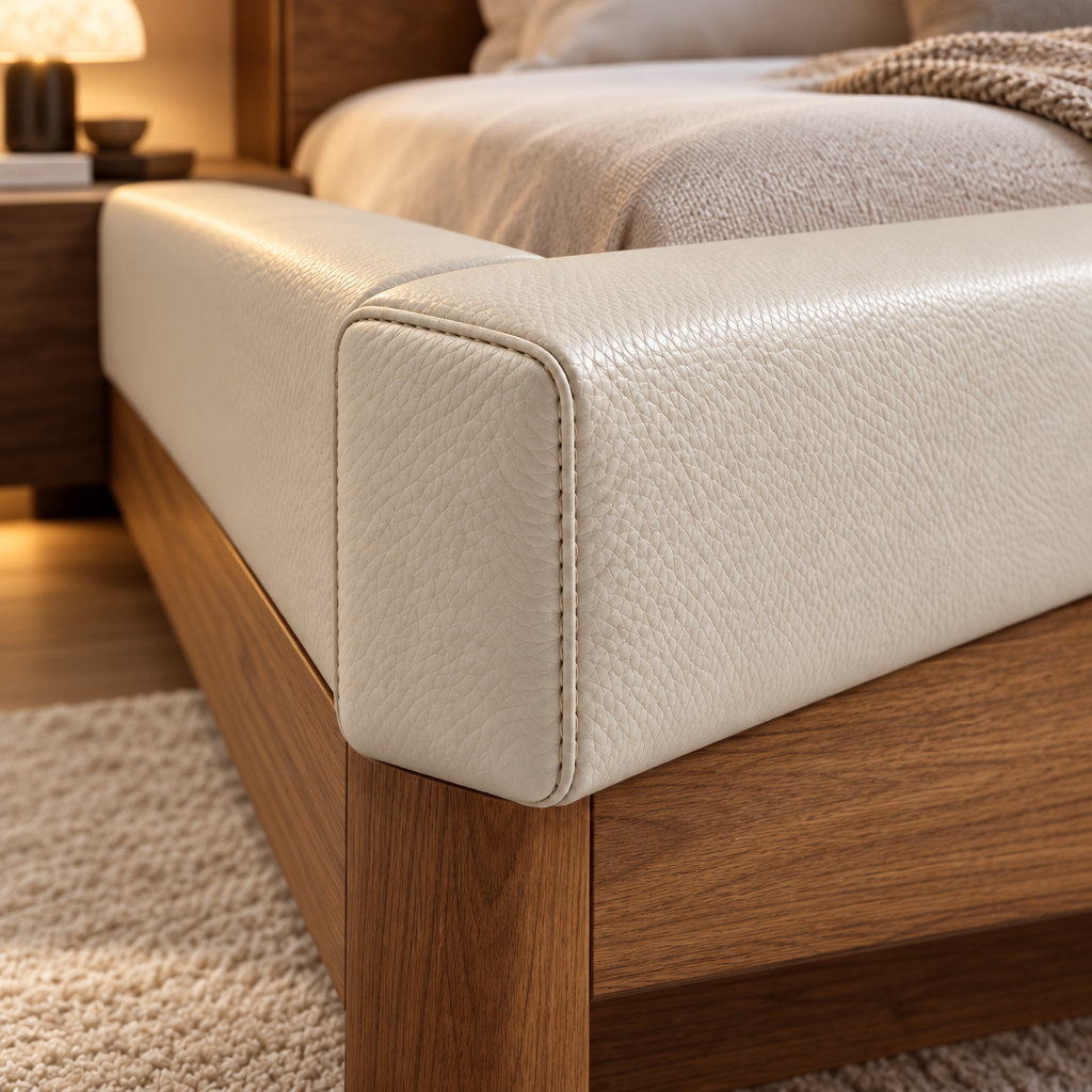 Luxury Padded Headboard Bumper | Leather-Texture Foam Cushion, Peel-and-Stick Edge Guard