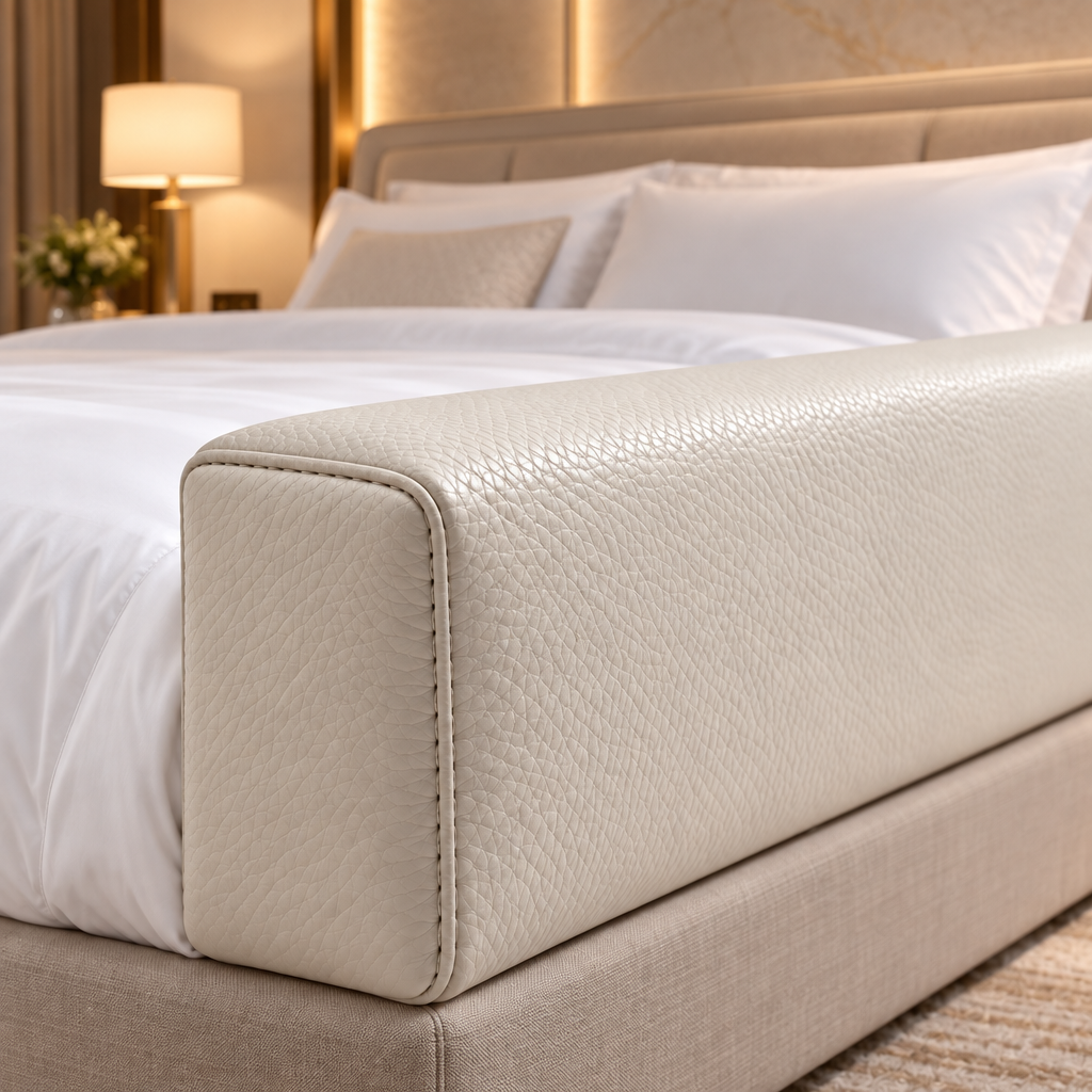Luxury Padded Headboard Bumper | Leather-Texture Foam Cushion, Peel-and-Stick Edge Guard