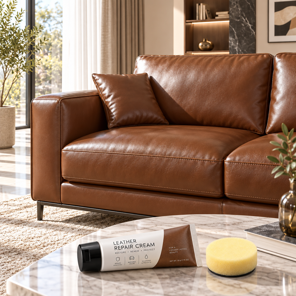 Leather Scratch & Color Repair Cream | 50g with Sponge Applicator, Restores Shine, Covers Scratches