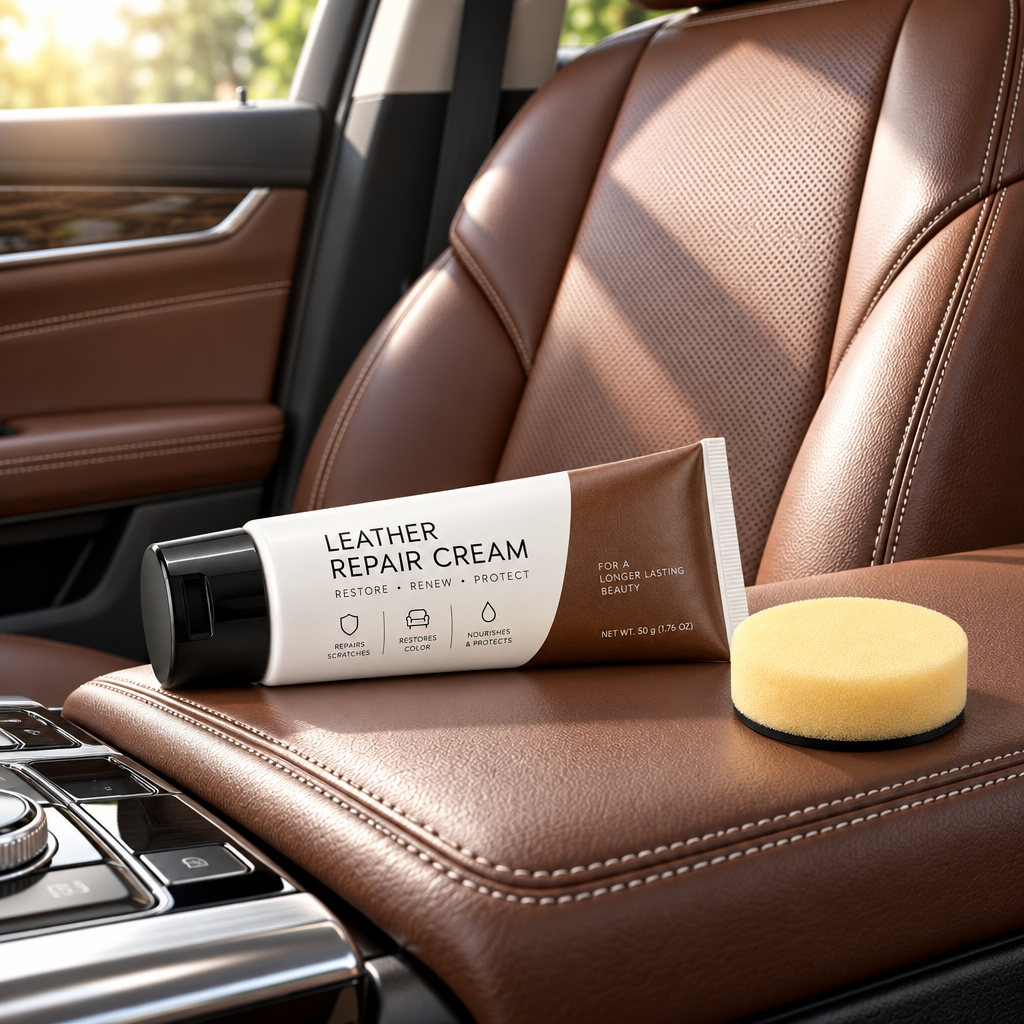 Leather Scratch & Color Repair Cream | 50g with Sponge Applicator, Restores Shine, Covers Scratches