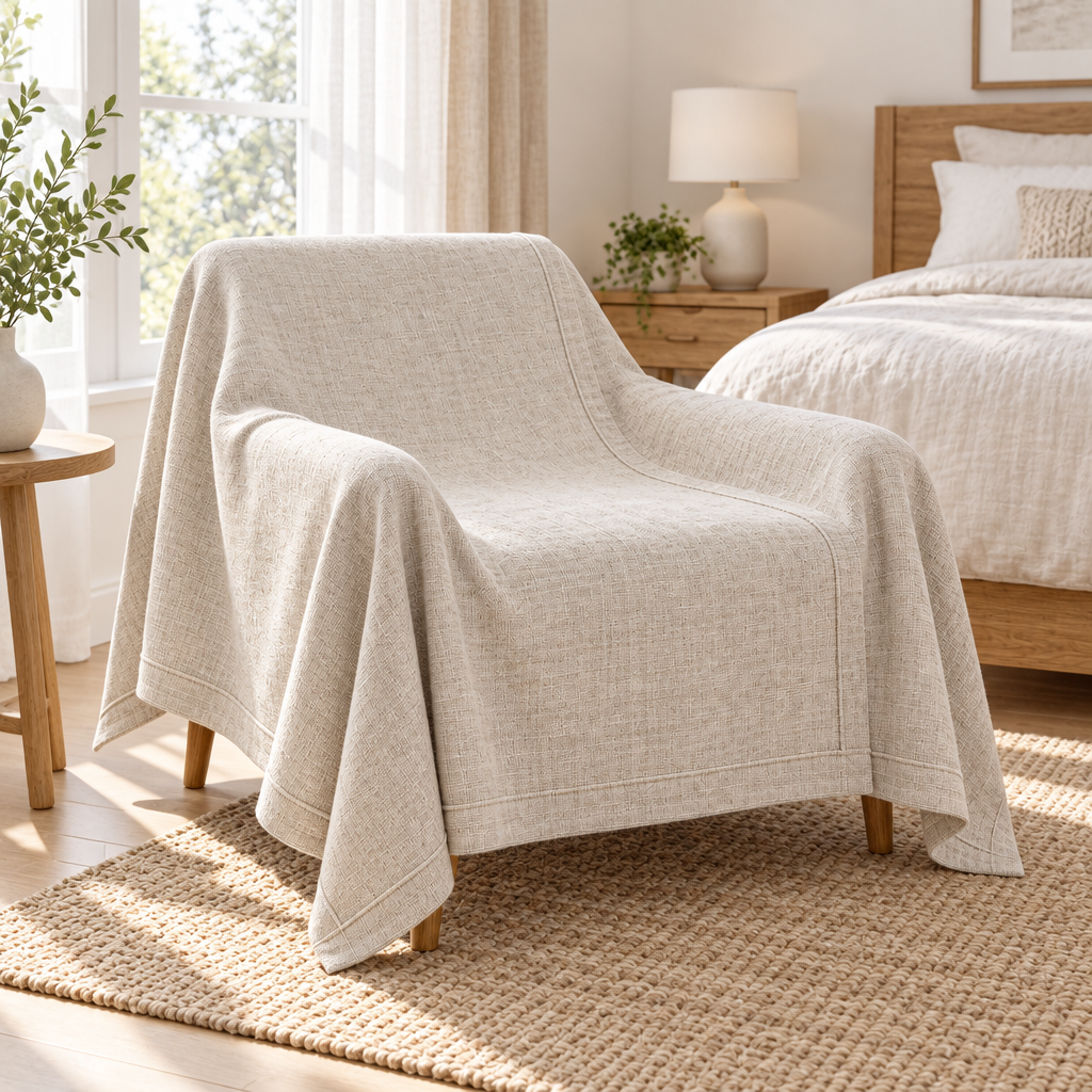 Elegant Linen Dust Cover | Breathable Natural Linen, Full-Coverage Furniture Protector, Machine Washable