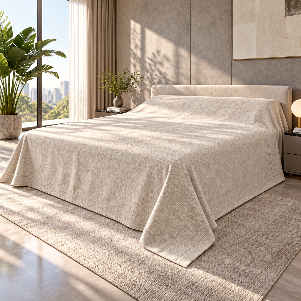 Elegant Linen Dust Cover | Breathable Natural Linen, Full-Coverage Furniture Protector, Machine Washable