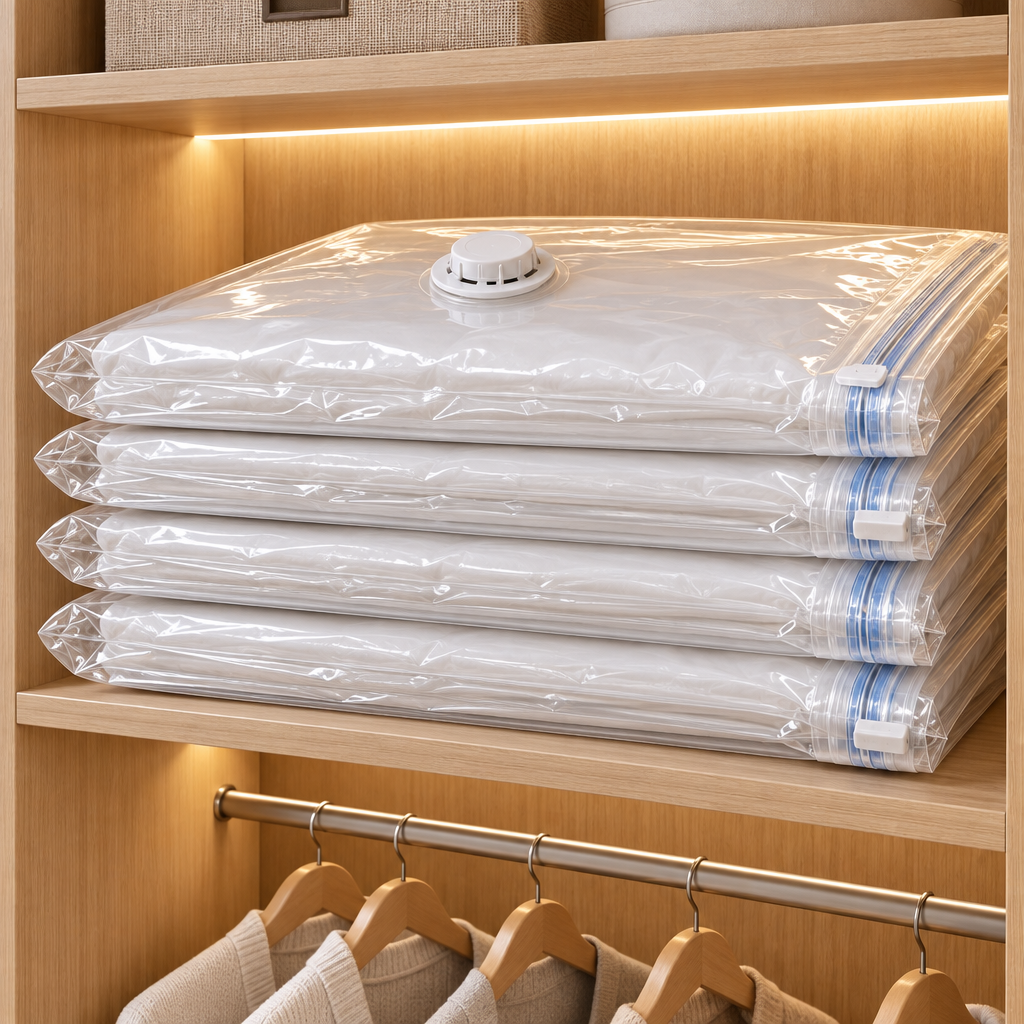 Vacuum Storage Bags | 70% Space Saving, Double-Zip Airtight Seal, Comforter & Blanket Compression