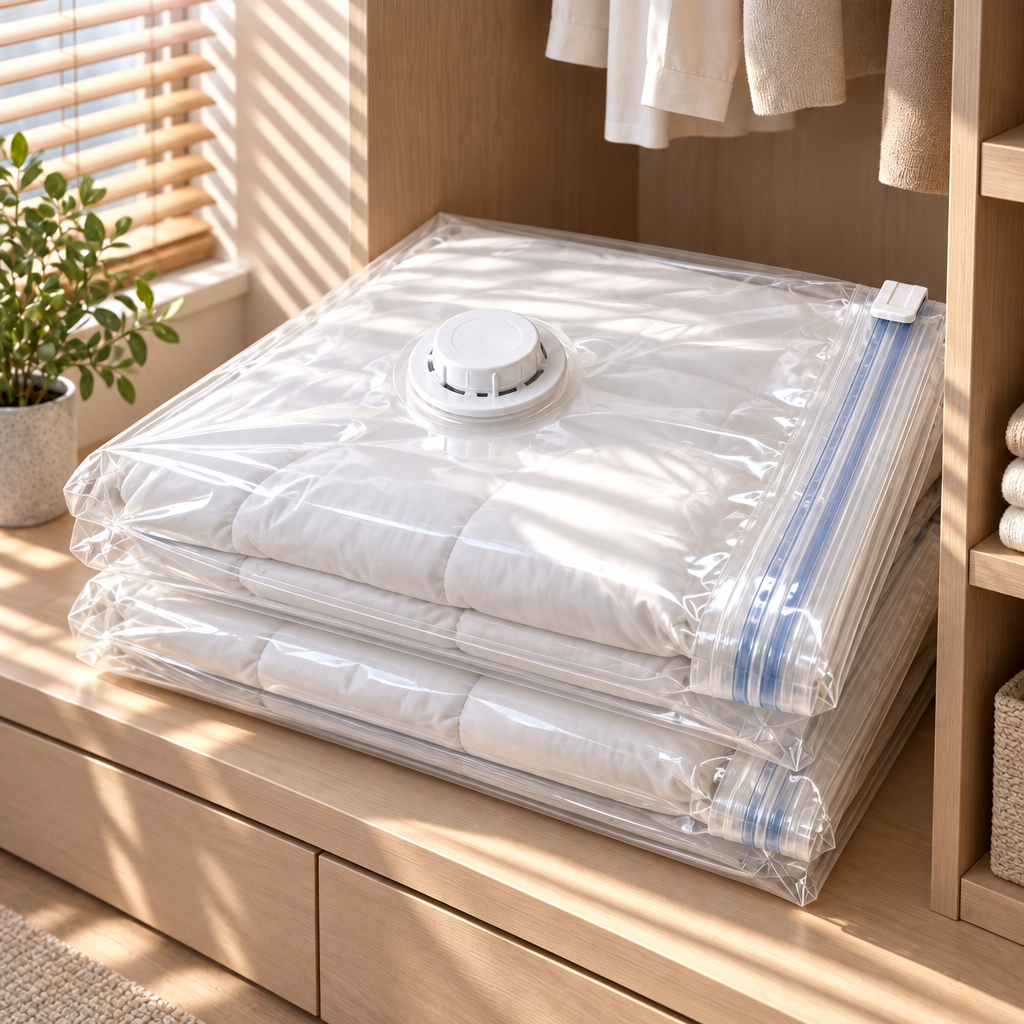 Vacuum Storage Bags | 70% Space Saving, Double-Zip Airtight Seal, Comforter & Blanket Compression