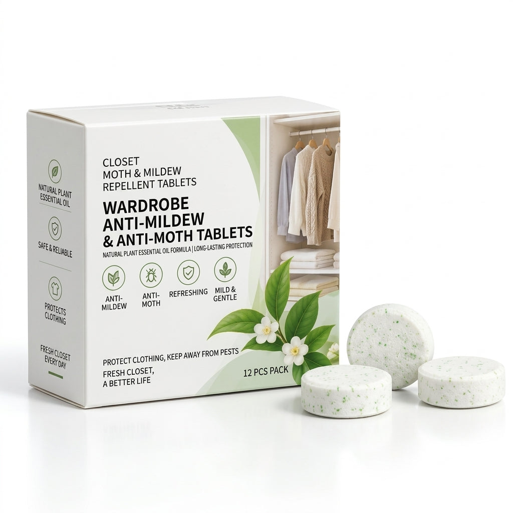 Long-Lasting Moth & Mildew Guard Tablets | Natural Botanical Formula, Fresh Scent, Fabric-Safe Closet Protection